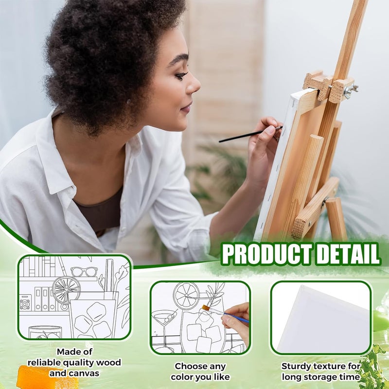 Sherr 20 Pcs Stretched Pre Drawn Canvas Afro Queen Black Art for Painting for Adults Outline Pre Drawn Stretched Cotton Canvas to Paint Party Set, 8 x 10'' (Cocktail) - Image 3